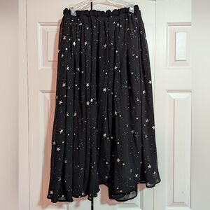 Black And Silver Star Flowy Maxi Skirt